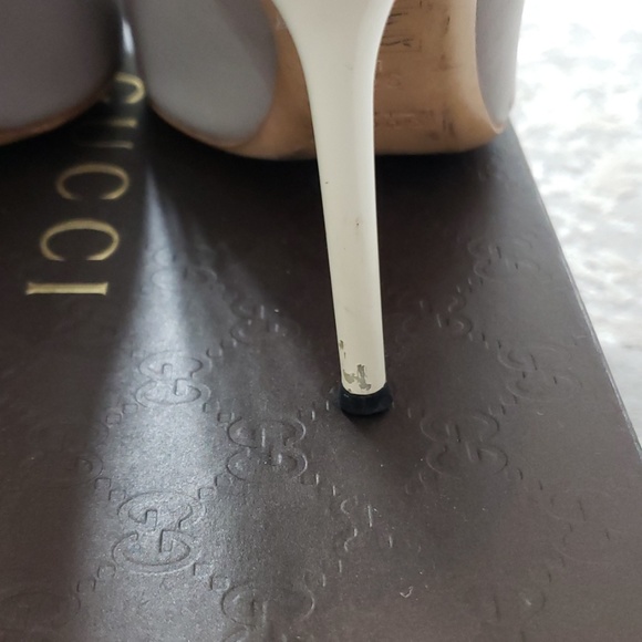 Gucci Gray Peep Toe Heels Sz 37.5 - Picture 6 of 8
